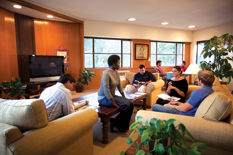 Students in converstation in the shared housing