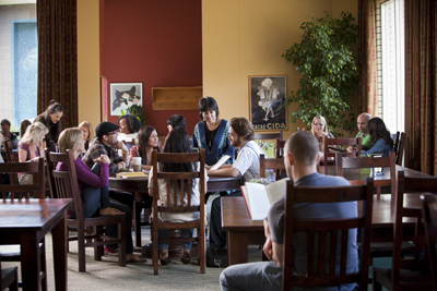 Students in the dining hall