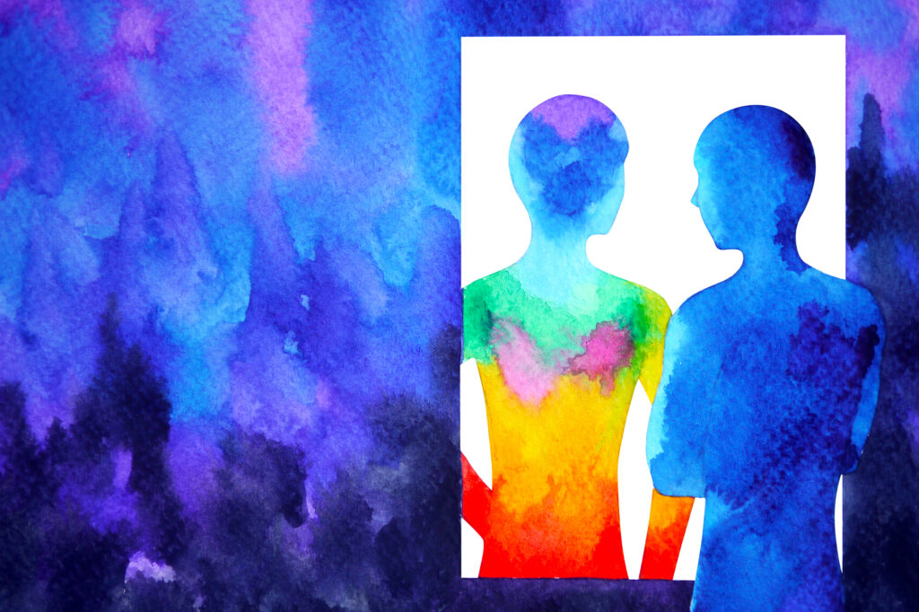 abstract human your mind spiritual consciousness mirror watercolor painting illustration design drawing